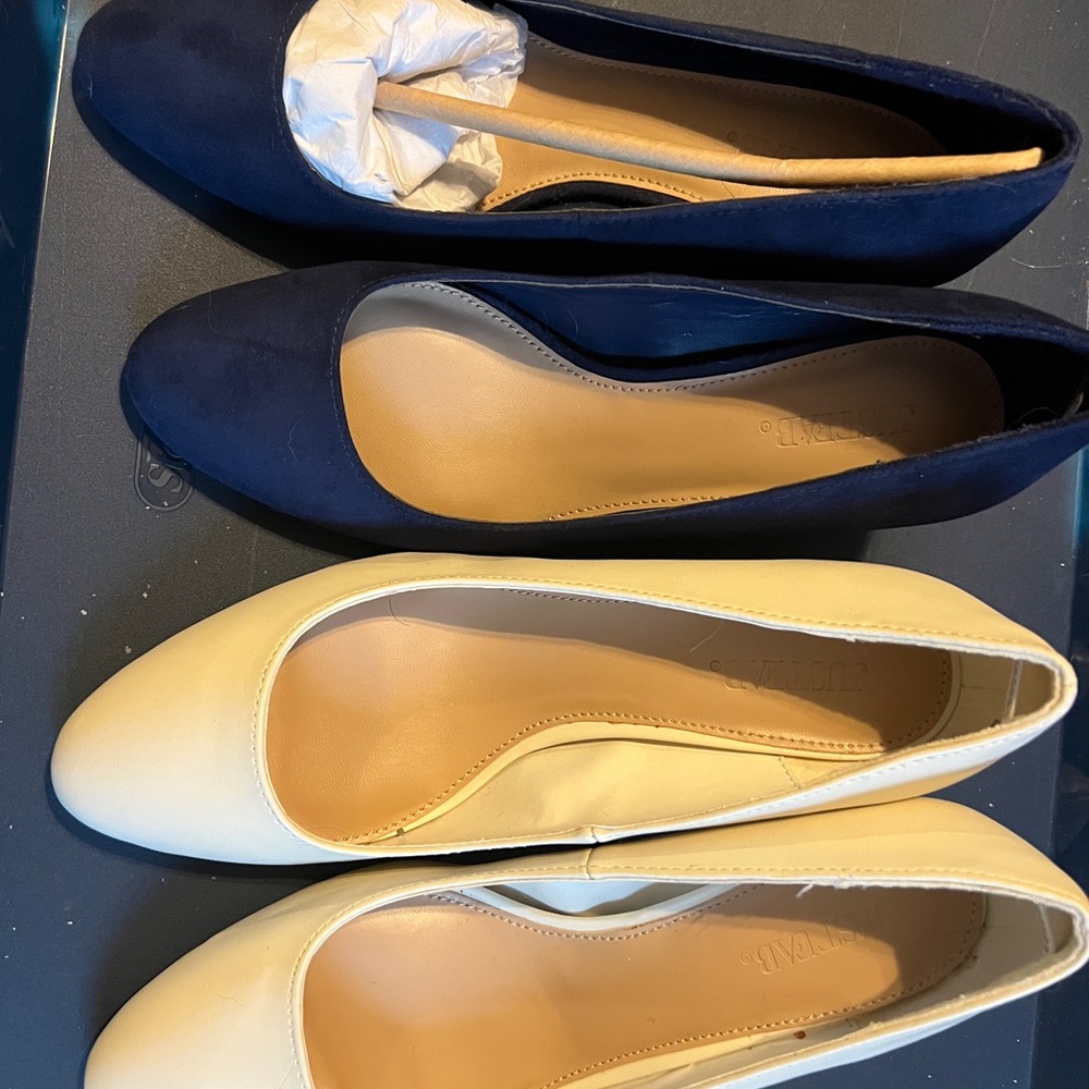 JustFab Navy and Cream Women's Flats